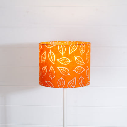 Drum Lamp Shade - B123 ~ Batik Leaf Orange, 25cm x 20cm