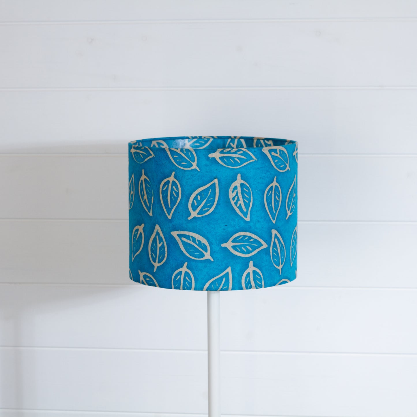 Drum Lamp Shade - B125 ~ Batik Leaf Teal, 25cm x 20cm