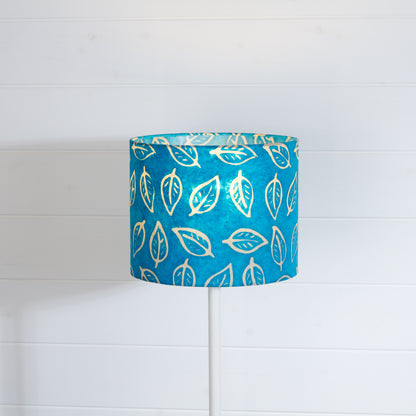 Drum Lamp Shade - B125 ~ Batik Leaf Teal, 25cm x 20cm