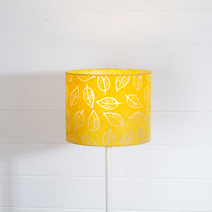 Drum Lamp Shade - B107 ~ Batik Leaf Yellow, 25cm x 20cm