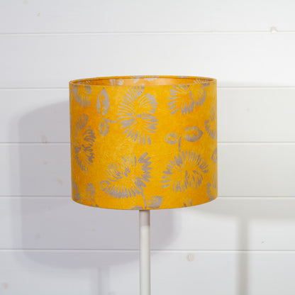 Drum Lamp Shade - B120 Batik Peony Yellow, 25cm x 20cm