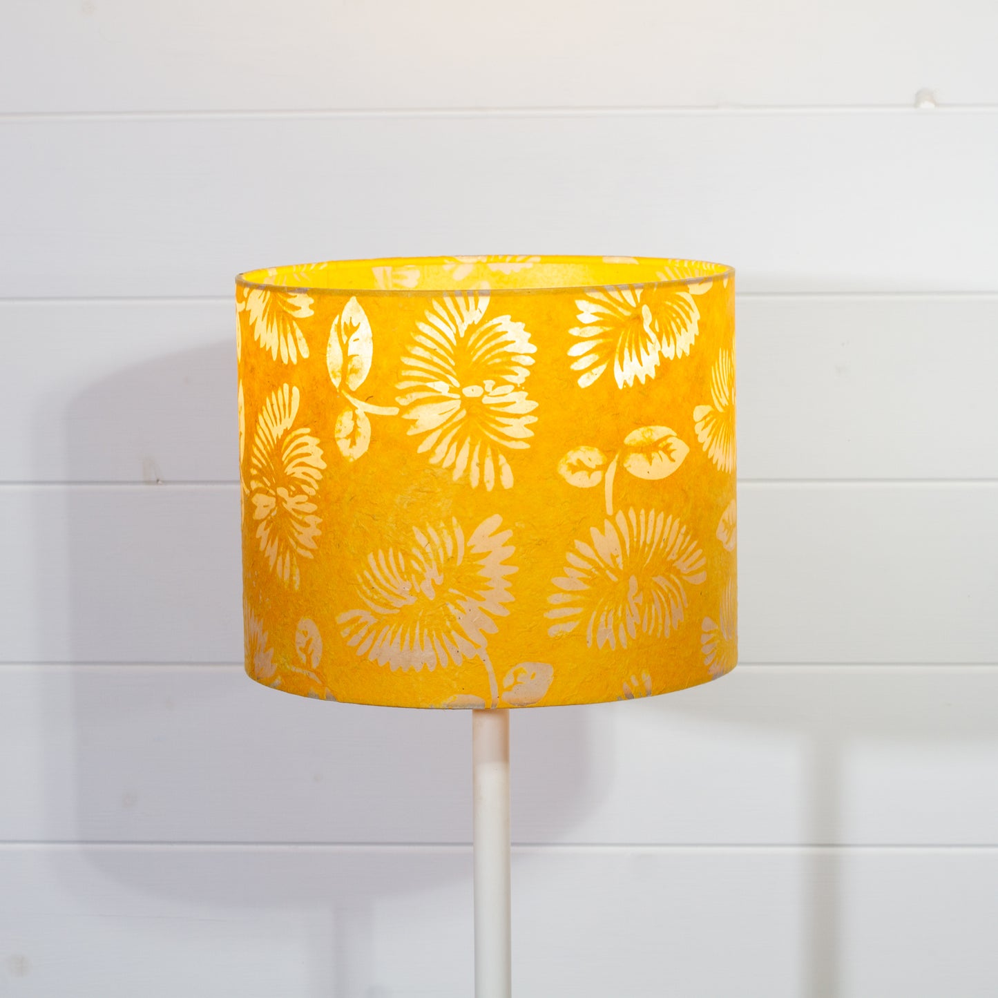 Drum Lamp Shade - B120 Batik Peony Yellow, 25cm x 20cm