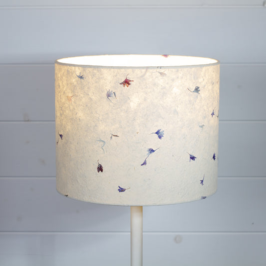 Oval Lamp Shade - P34 - Cornflower Petals on Natural, 30cm(w) x 25cm(h) x 22cm(d)