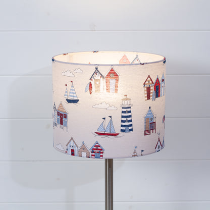 Drum Lamp Shade - F130 Beach Huts Fabric, 25cm x 20cm