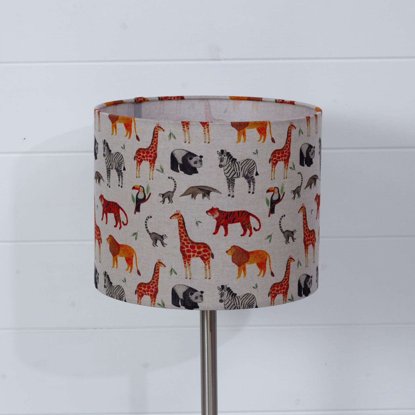 Drum Lamp Shade - F100 ~ Zoo Animals Fabric, 25cm x 20cm