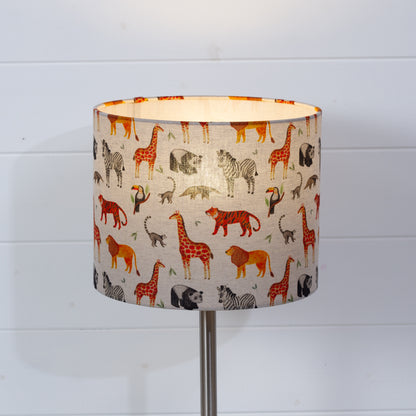 Drum Lamp Shade - F100 ~ Zoo Animals Fabric, 25cm x 20cm