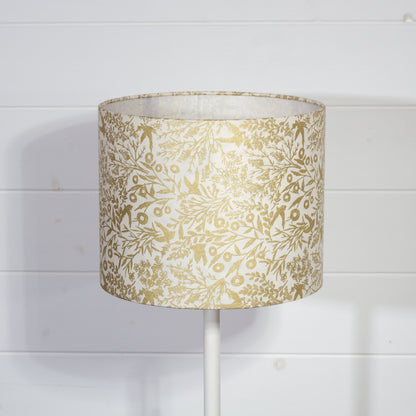 Drum Lamp Shade - B135 ~ Gold Birds, 25cm x 20cm