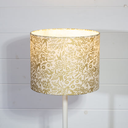 Drum Lamp Shade - B135 ~ Gold Birds, 25cm x 20cm