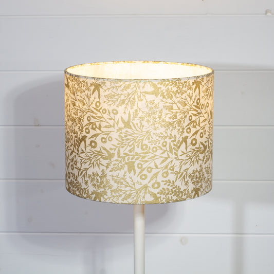 Drum Lamp Shade - B135 ~ Gold Birds, 25cm x 20cm