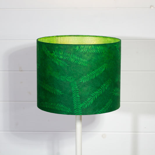 Drum Lamp Shade - P27 Green Fern, 25cm x 20cm