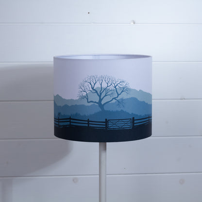 Drum Lamp Shade - Landscape Gate Blue, 25cm(d) x 20cm(h)