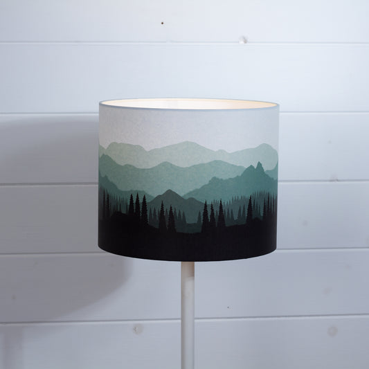 Drum Lamp Shade - Landscape #4 Green, 25cm(d) x 20cm(h)