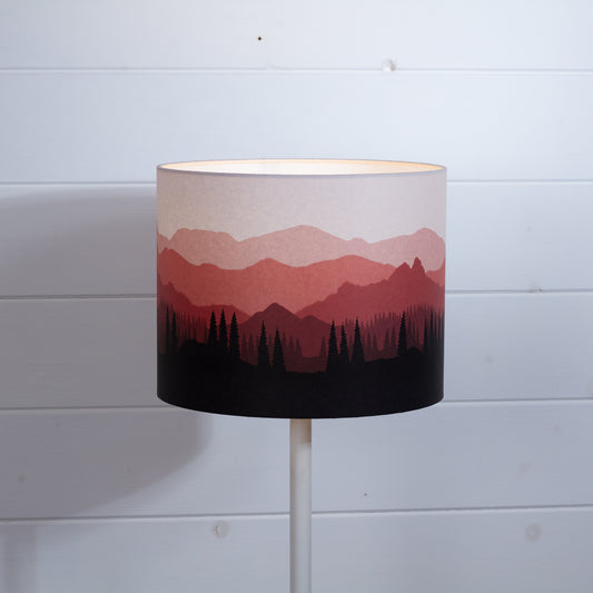 Drum Lamp Shade - Landscape #4 Red, 25cm(d) x 20cm(h)