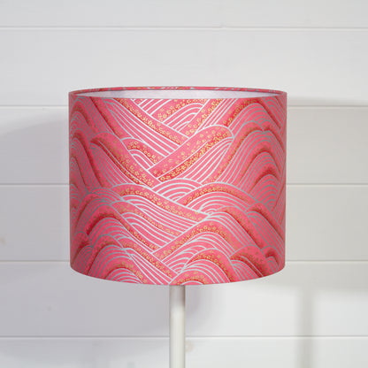 Drum Lamp Shade - W04 - Pink Hills with Gold Flowers, 25cm x 20cm