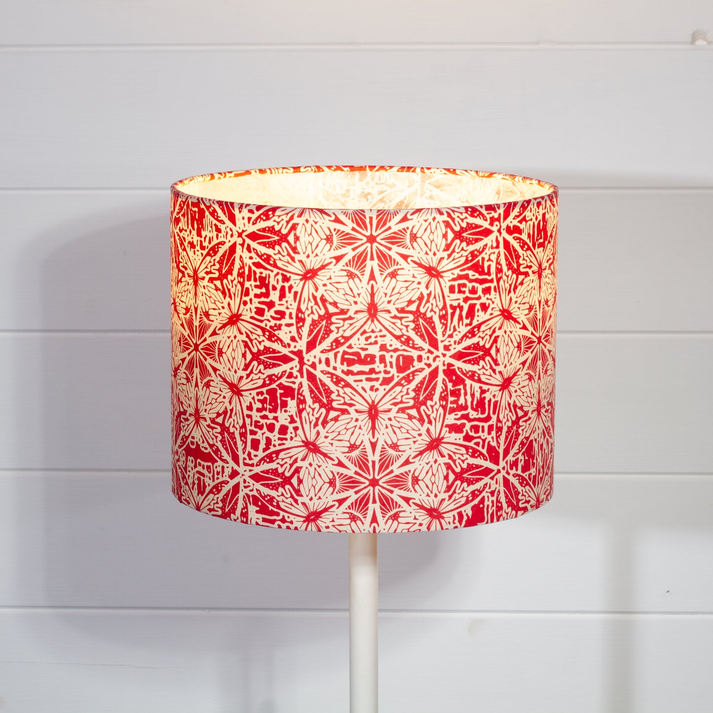 Drum Lamp Shade - B137 ~ Butterfly Kaleidoscope Red, 25cm x 20cm