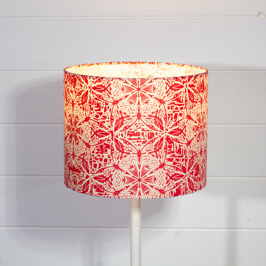 Drum Lamp Shade - B137 ~ Butterfly Kaleidoscope Red, 25cm x 20cm