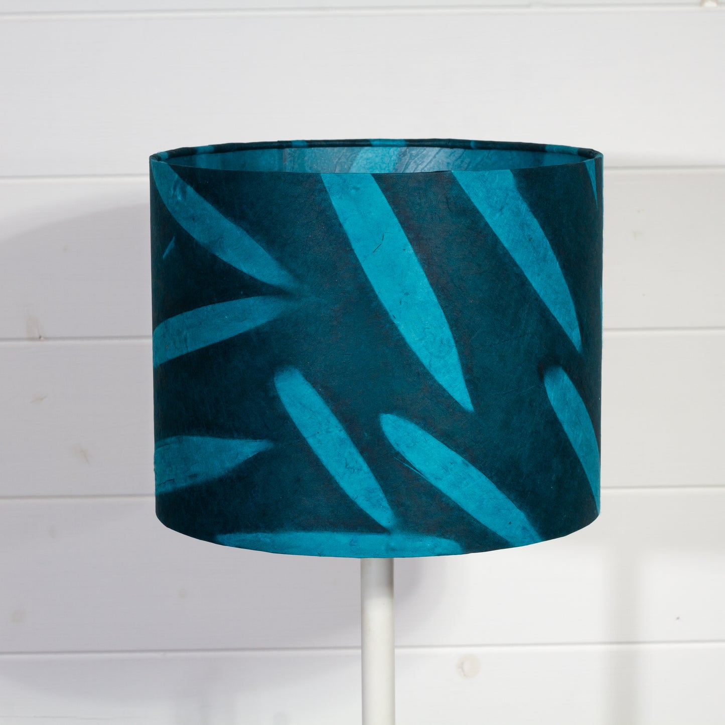 Drum Lamp Shade - P99 - Resistance Dyed Teal Bamboo, 25cm x 20cm