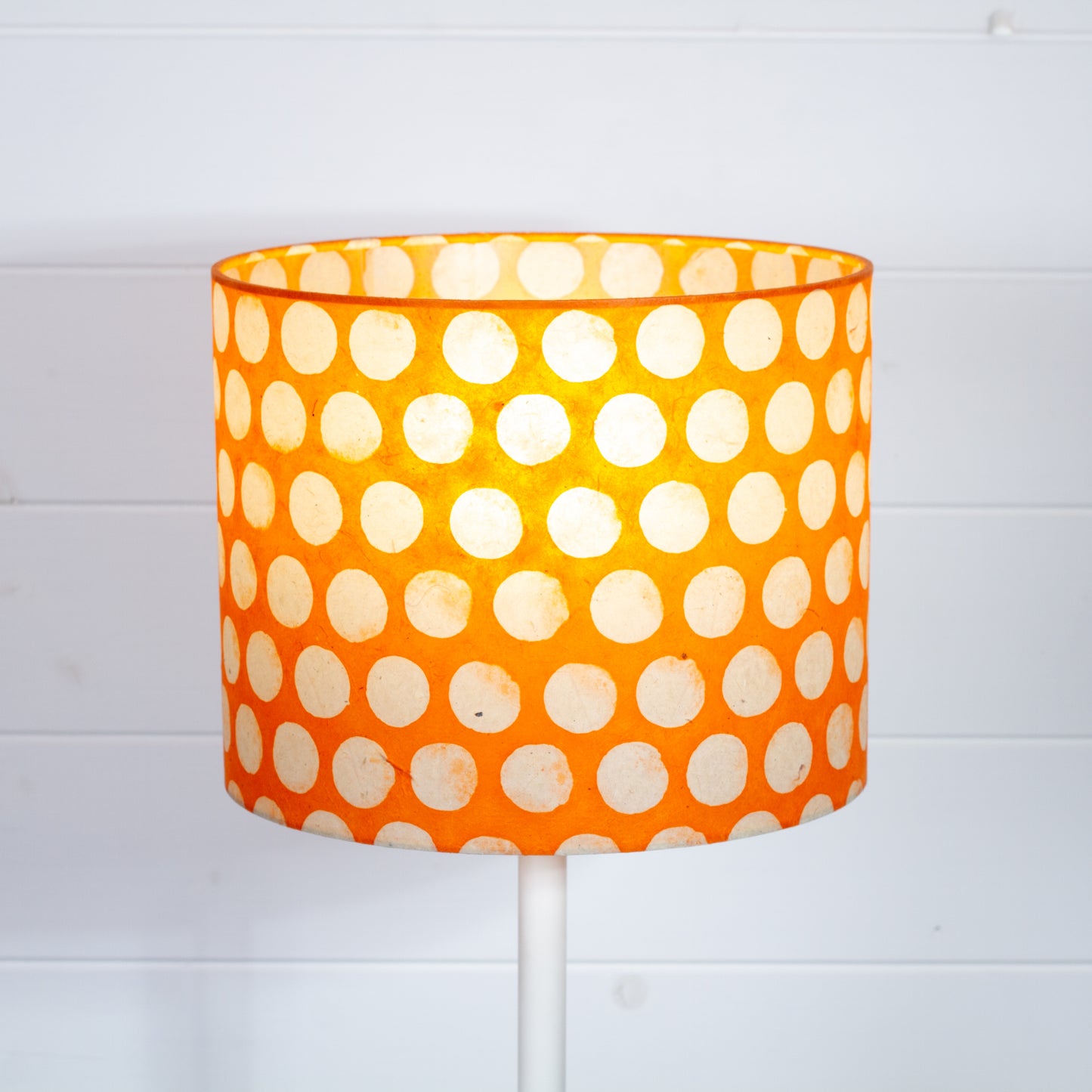 Drum Lamp Shade - B110 ~ Batik Dots on Orange, 25cm x 20cm