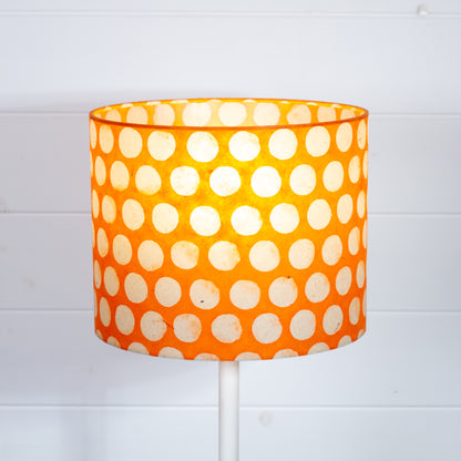 Drum Lamp Shade - B110 ~ Batik Dots on Orange, 25cm x 20cm