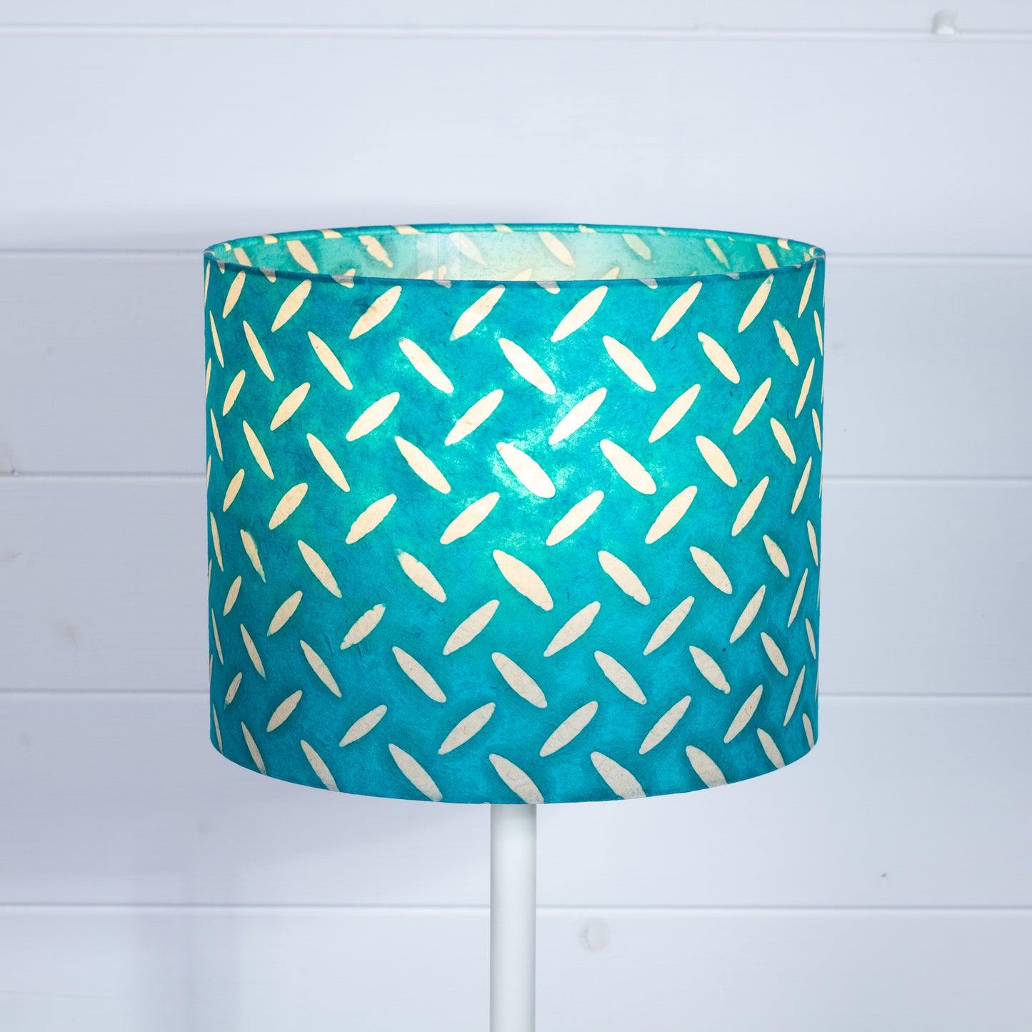 Drum Lamp Shade - P15 - Batik Tread Plate Mint Green, 25cm x 20cm