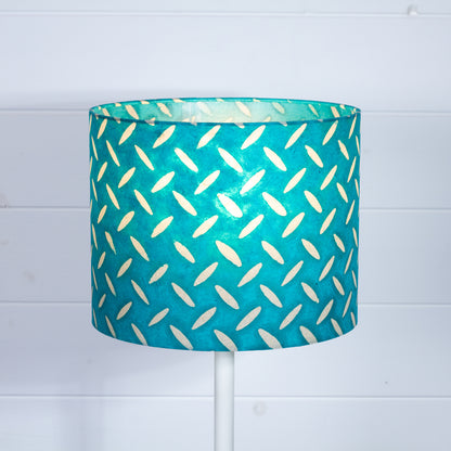 Drum Lamp Shade - P15 - Batik Tread Plate Mint Green, 25cm x 20cm