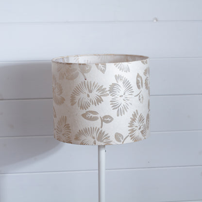 Drum Lamp Shade - P09 - Batik Peony on Natural, 25cm x 20cm