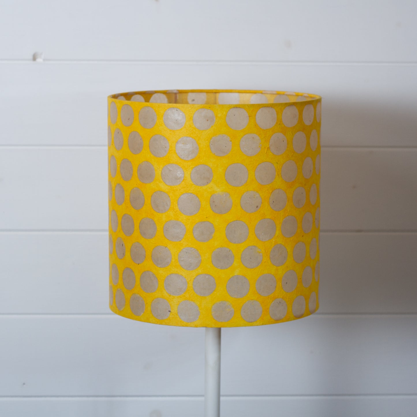 Drum Lamp Shade - P86 ~ Batik Dots on Yellow, 25cm x 25cm