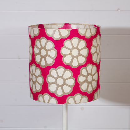 Drum Lamp Shade - P22 - Batik Big Flower on Hot Pink, 25cm x 25cm