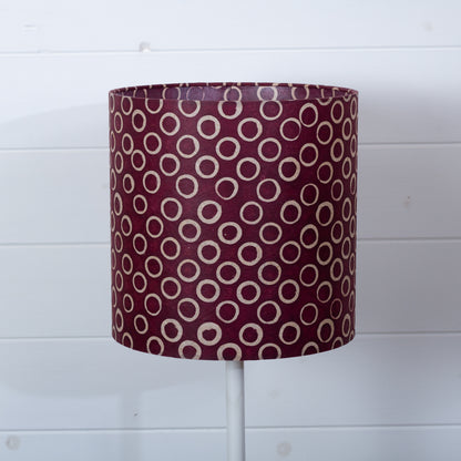 Drum Lamp Shade - P73 - Batik Cranberry Circles, 25cm x 25cm