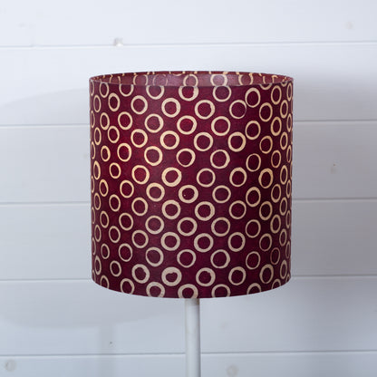 Drum Lamp Shade - P73 - Batik Cranberry Circles, 25cm x 25cm