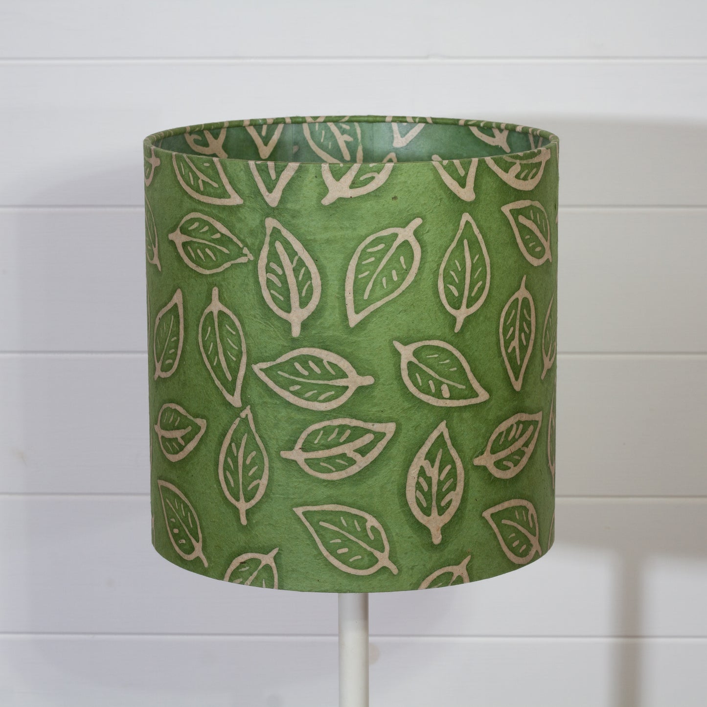 Drum Lamp Shade - P29 - Batik Leaf on Green, 25cm x 25cm