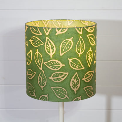 Drum Lamp Shade - P29 - Batik Leaf on Green, 25cm x 25cm
