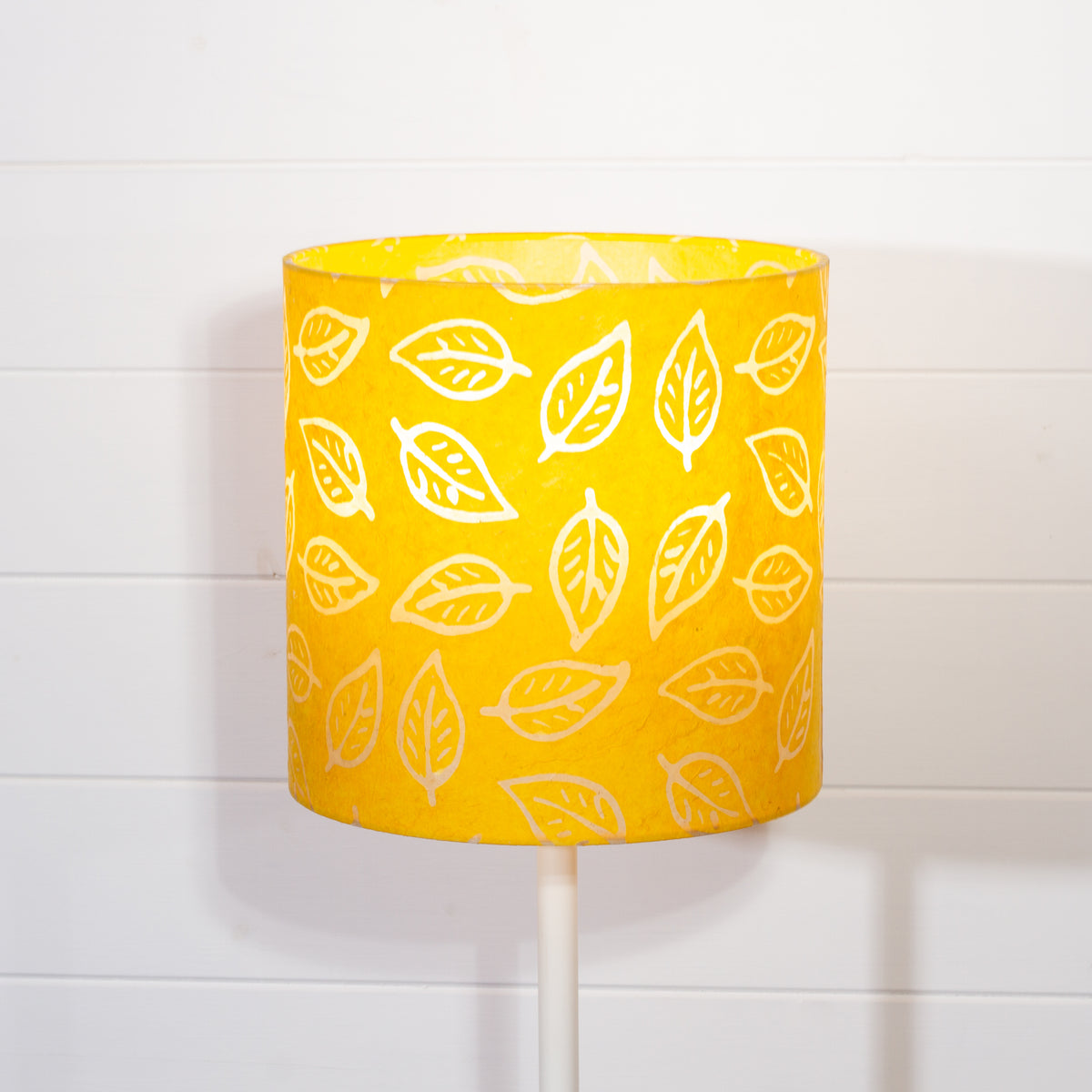 Drum Lamp Shade - B107 ~ Batik Leaf Yellow, 25cm x 25cm