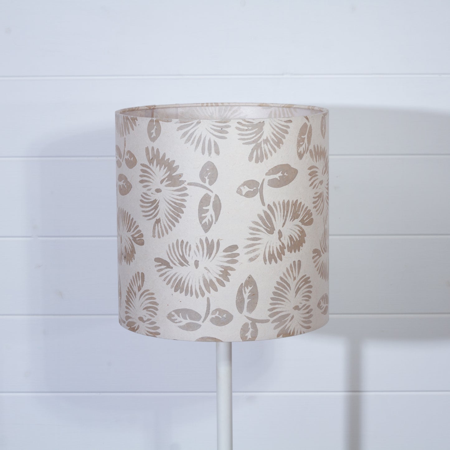 Drum Lamp Shade - P09 - Batik Peony on Natural, 25cm x 25cm