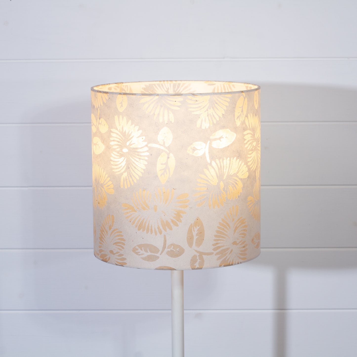 Drum Lamp Shade - P09 - Batik Peony on Natural, 25cm x 25cm