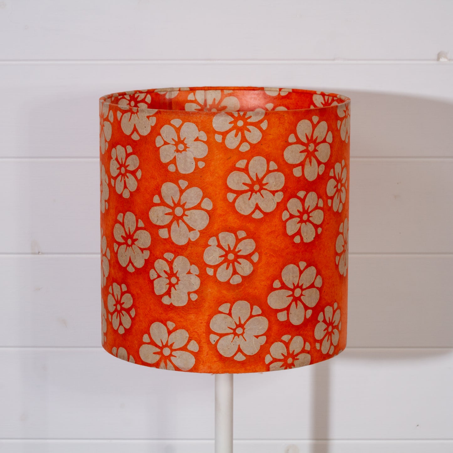 Drum Lamp Shade - P94 - Batik Star Flower on Orange, 25cm x 25cm