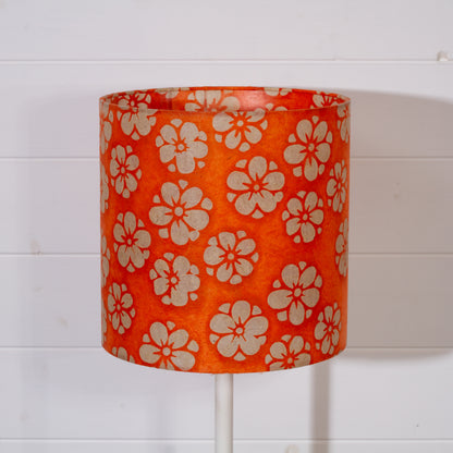 Drum Lamp Shade - P94 - Batik Star Flower on Orange, 25cm x 25cm
