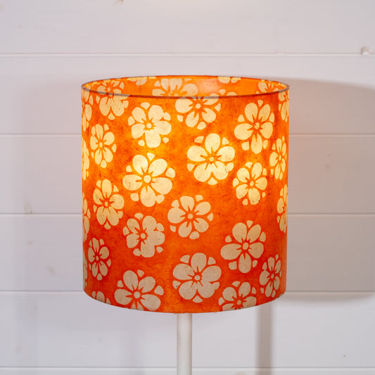 Drum Lamp Shade - P94 - Batik Star Flower on Orange, 25cm x 25cm