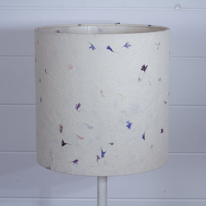 Drum Lamp Shade - P34 - Cornflower Petals on Natural Lokta, 25cm x 25cm
