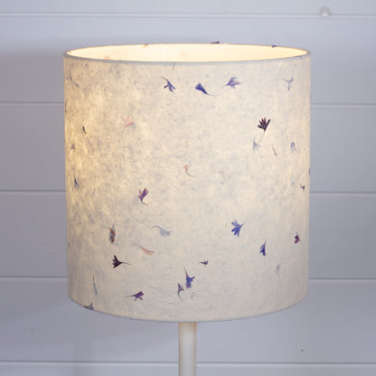 Drum Lamp Shade - P34 - Cornflower Petals on Natural Lokta, 25cm x 25cm