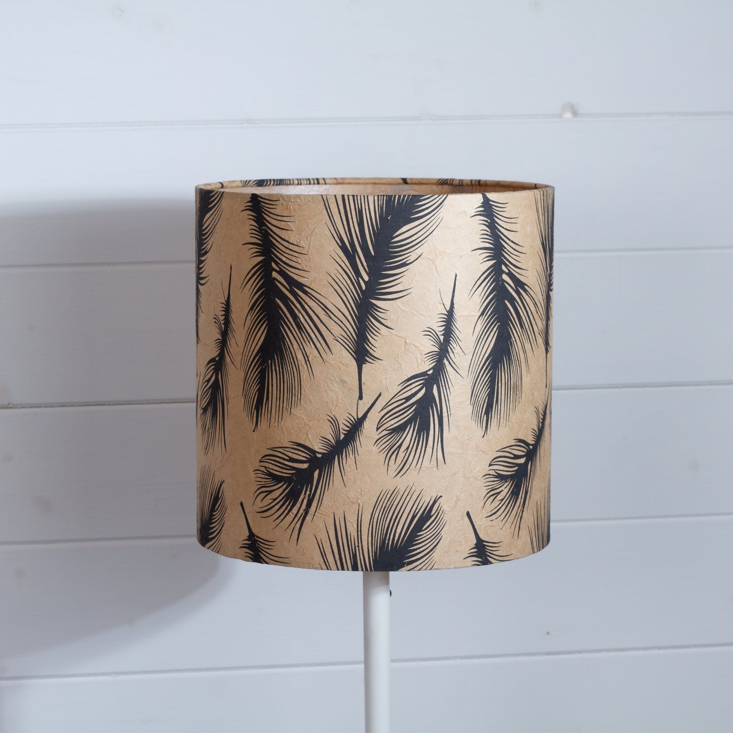 Drum Lamp Shade - B102 - Black Feather, 25cm x 25cm