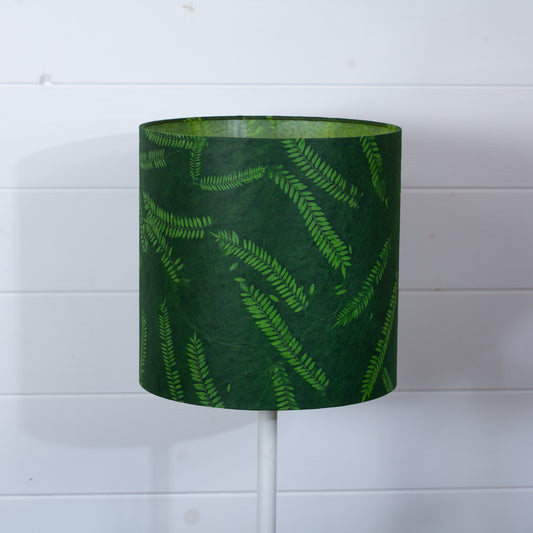 Drum Lamp Shade - P27 - Resistance Dyed Green Fern, 25cm x 25cm