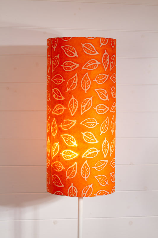 Drum Lamp Shade - B123 ~ Batik Leaf Orange, 25cm x 55cm