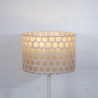 Drum Lamp Shade - P85 ~ Batik Dots on Natural, 30cm(d) x 20cm(h)