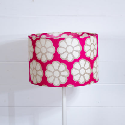 Drum Lamp Shade - P22 - Batik Big Flower on Hot Pink, 30cm(d) x 20cm(h)