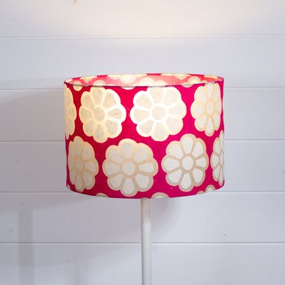 Drum Lamp Shade - P22 - Batik Big Flower on Hot Pink, 30cm(d) x 20cm(h)