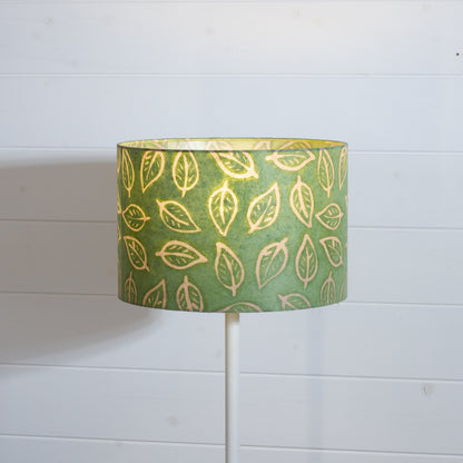 Drum Lamp Shade - P29 - Batik Leaf on Green, 30cm(d) x 20cm(h)