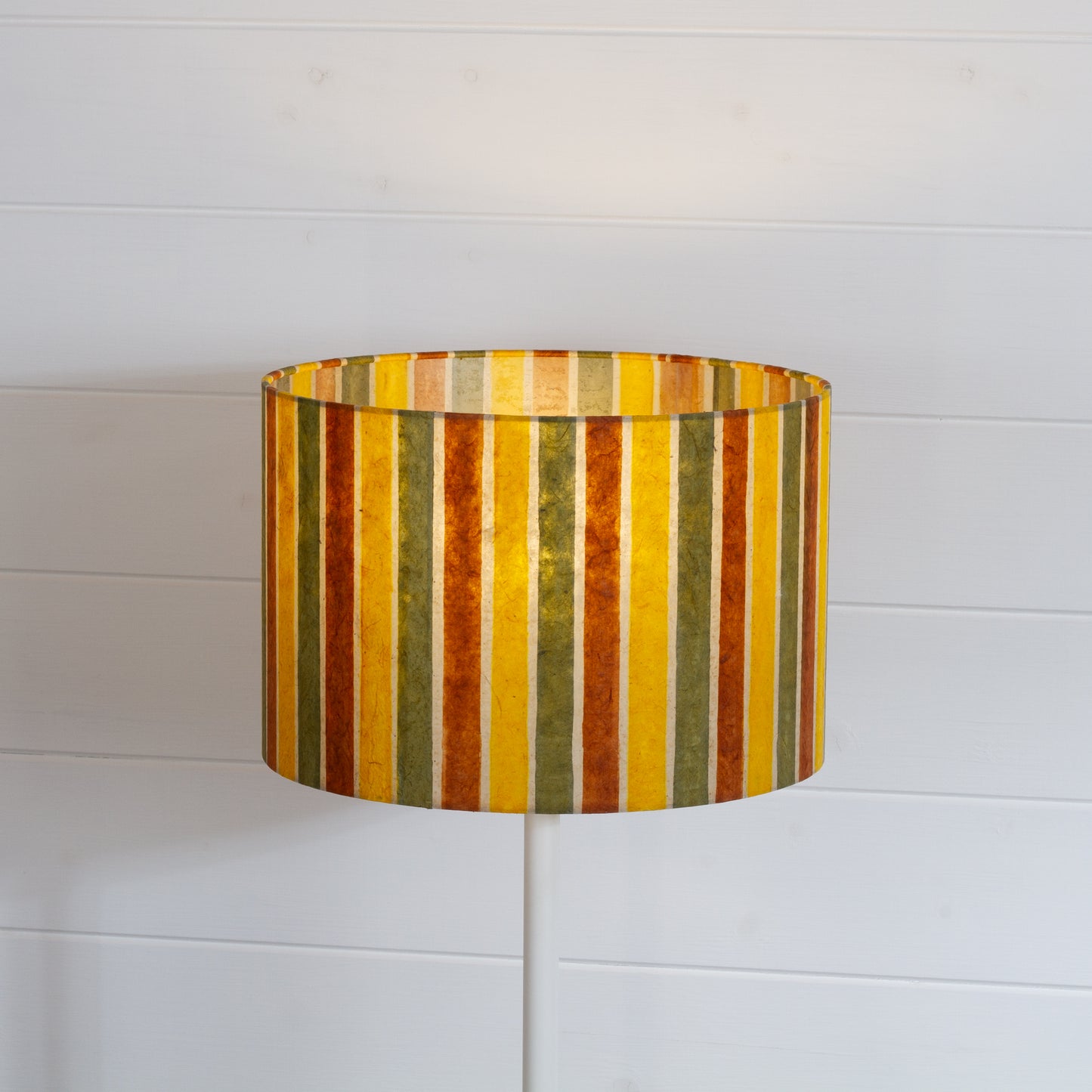 Drum Lamp Shade - P06 - Batik Stripes Autumn, 30cm(d) x 20cm(h)