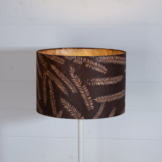 Drum Lamp Shade - P26 - Resistance Dyed Brown Fern, 30cm(d) x 20cm(h)