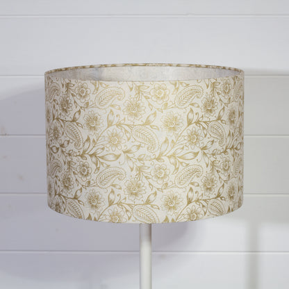 Drum Lamp Shade - P69 - Garden Gold on Natural, 30cm(d) x 20cm(h)